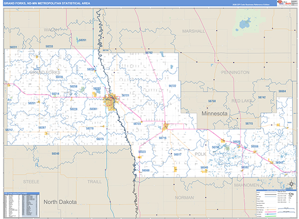 Grand Forks Metro Area Wall Map
